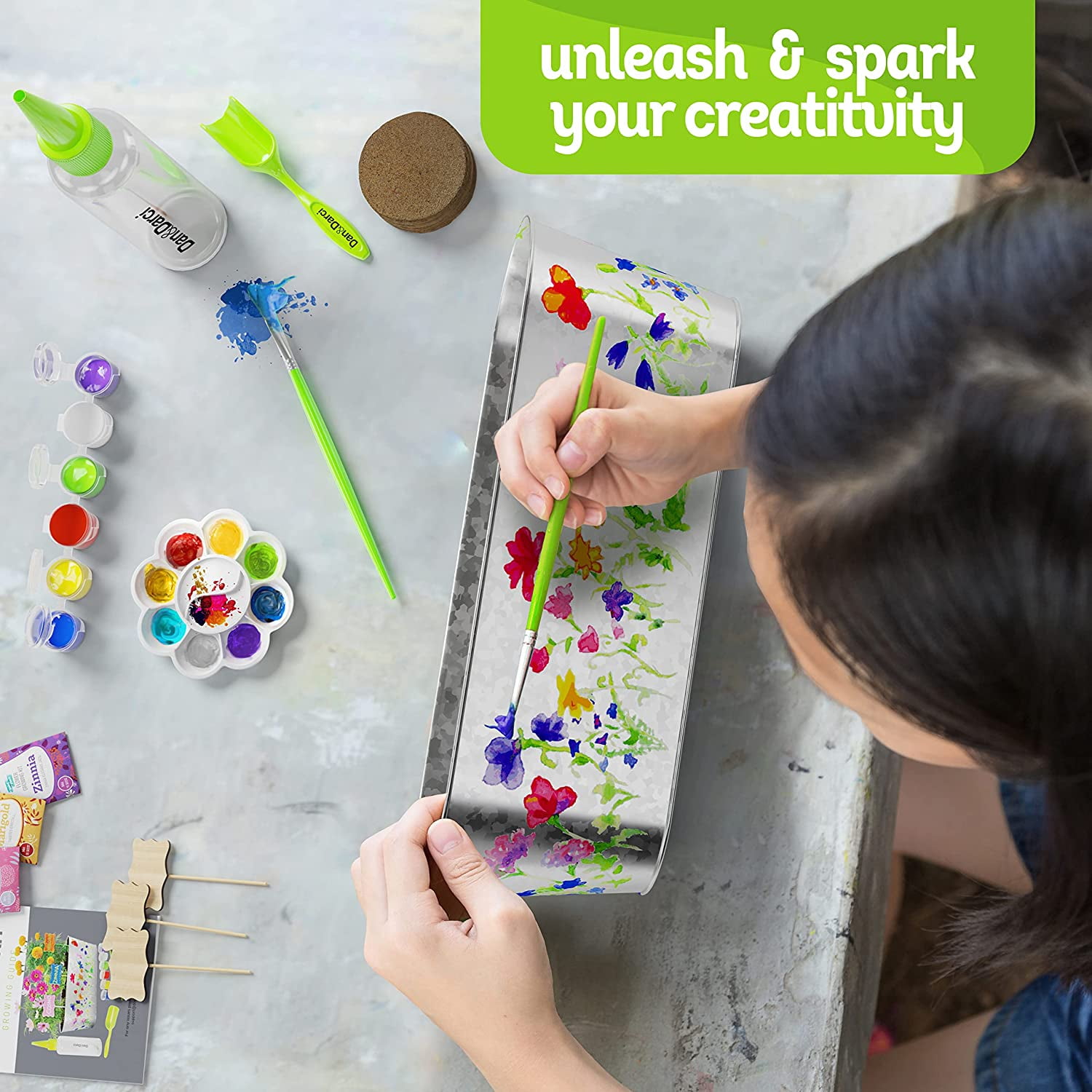 Dan&Darci Paint & Plant Flower Growing Kit for Kids - Best Birthday Crafts Gifts for Girls & Boys - Christmas Gift - Childrens Gardening Kits, Art Projects Toys for Ages 4-12