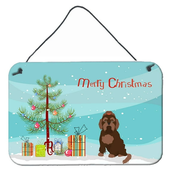 Carolines Treasures CK3509DS812 Brown Russian Tsvetnaya Bolonka Lap Dog Christmas Tree Wall or Door Hanging Prints