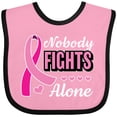 thumbnail image 3 of Inktastic Breast Cancer Awareness Nobody Fights Alone Pink Ribbon Boys or Girls Baby Bib, 3 of 4