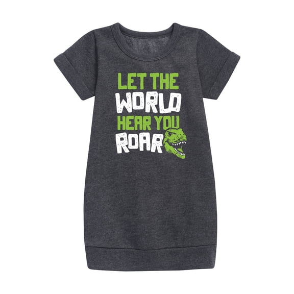 Instant Message - Dinosaur - Let the World Hear You Roar - Toddler & Youth Girls Fleece Dress
