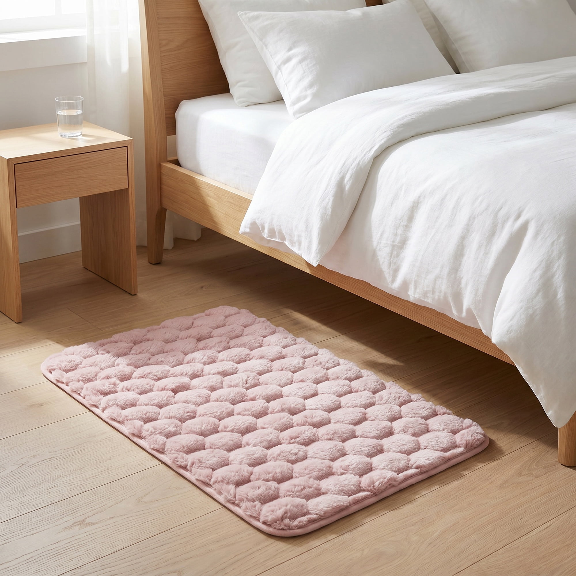 Unique Bargains Luxury Ultra Soft Absorbent Microfiber Bath Mat Non Slip Pink 24" x 16"