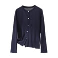 thumbnail image 2 of Women's Cardigans Lightweight Button down Knitted Sweater Coat Long Sleeve Casual Loose Outerwear New Navy 3XL, 2 of 7