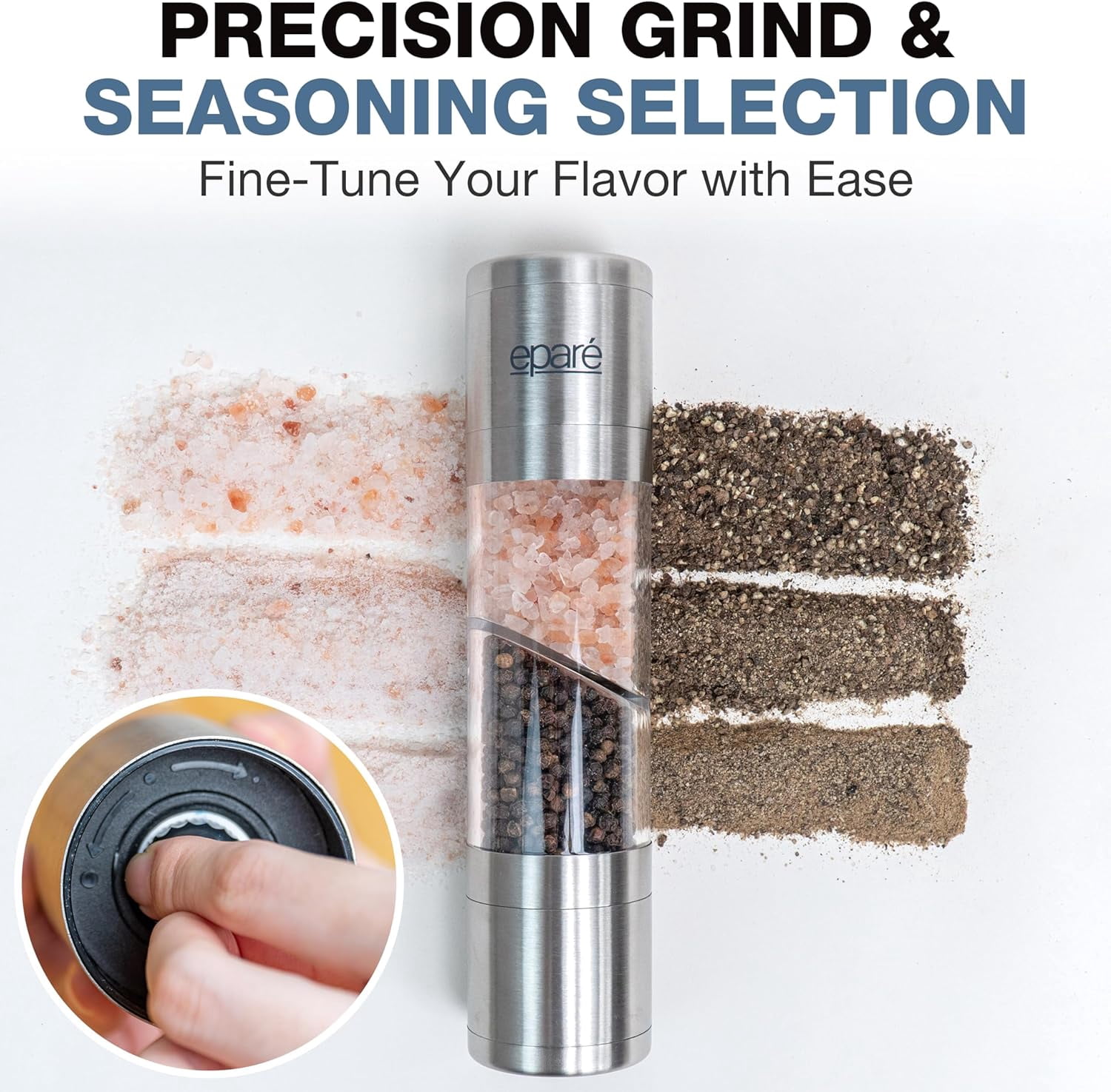 Battery Operated Salt and Pepper Grinder Set with Ceramic Burr Mill for Kitchen