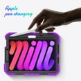 thumbnail image 6 of Shockproof Case for Apple iPad mini 6 /7 8.3" with Build In Screen Protector, Rugged Rotating Stand Shoulder Strap Pencil Holder Kids Friendly Bumper Case for Apple iPad mini 6/ Mini 7, Purple, 6 of 10