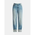 thumbnail image 5 of Time and Tru Women's High Rise Straight Jeans with Cuffs, 29" Inseam, Sizes 0-20, 5 of 5