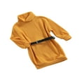 thumbnail image 3 of Robe Chandail pour Bébés Filles Hiver Automne Col Roulé Manches Longues Tricotée avec Ceinture Verte 6-7 Ans, 3 of 7