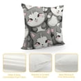 thumbnail image 4 of Heduofu  Cute Cats Throw Pillow Cover Pillow Case Square Case Cushion Home for Bedroom Sofa Chair Decor 18"x18" White, 4 of 5