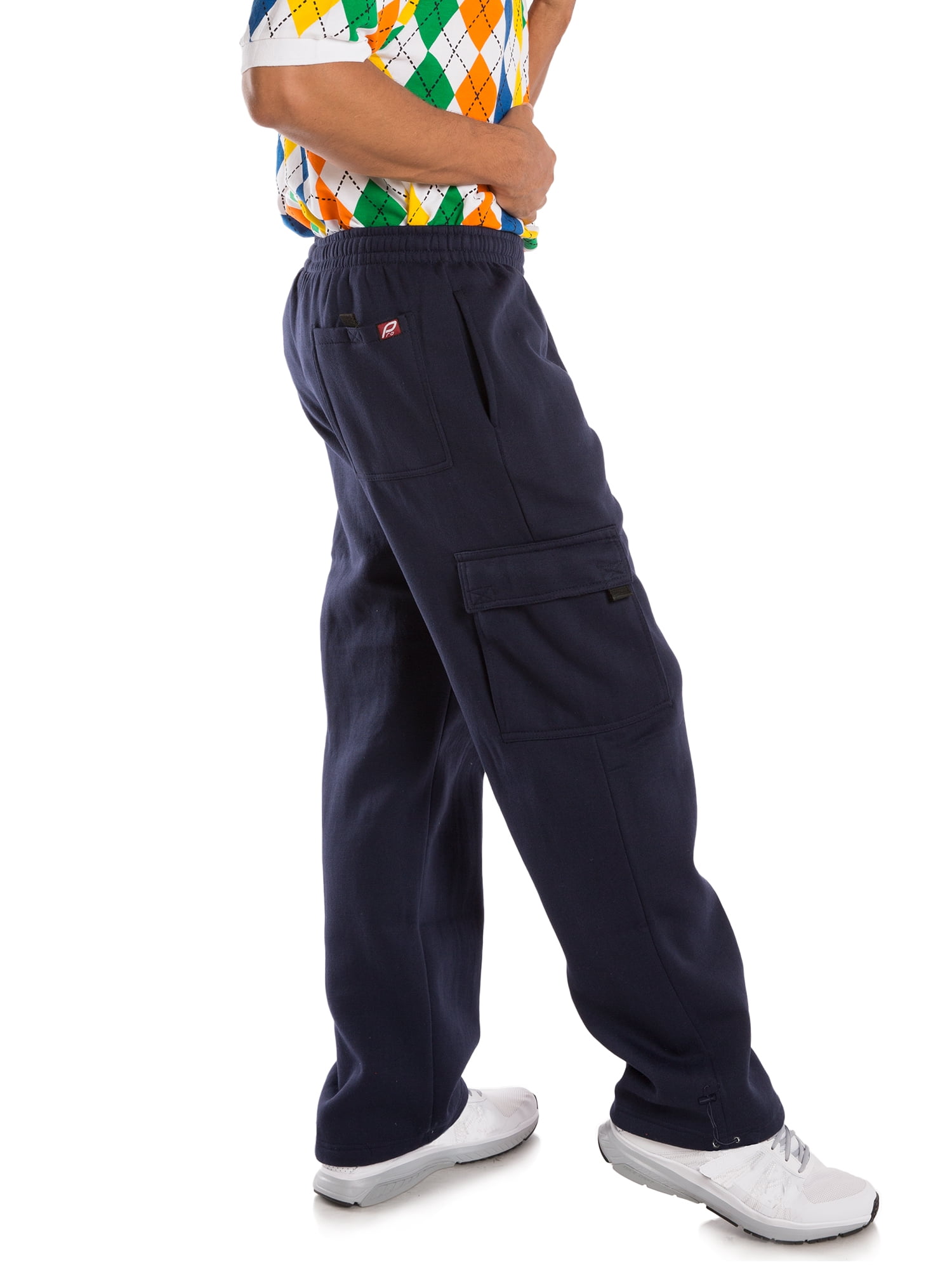 Vibes Men's Adjustable Bungee Cord Fleece Cargo Sweatpants