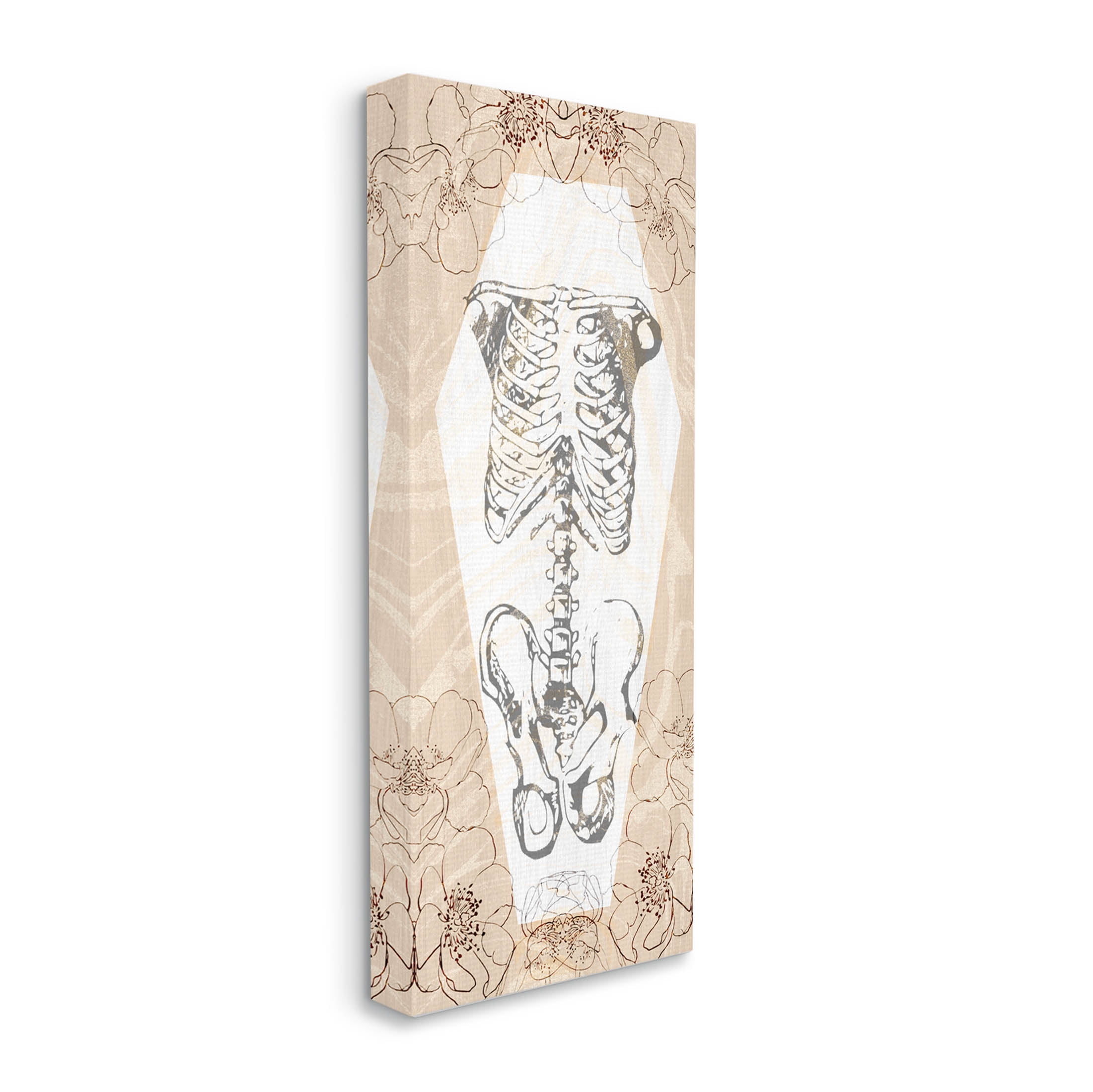 Stupell Industries Floral Skeleton Halloween Layered Graphic Art Gallery Wrapped Canvas Print Wall Art, Design by Lil' Rue