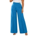 thumbnail image 3 of hlysgo Women's Wide Leg Pants Elegant High Waisted Asymmetrical Pant Business Casual Dress Trousers with Pockets Blue,2xL, 3 of 6
