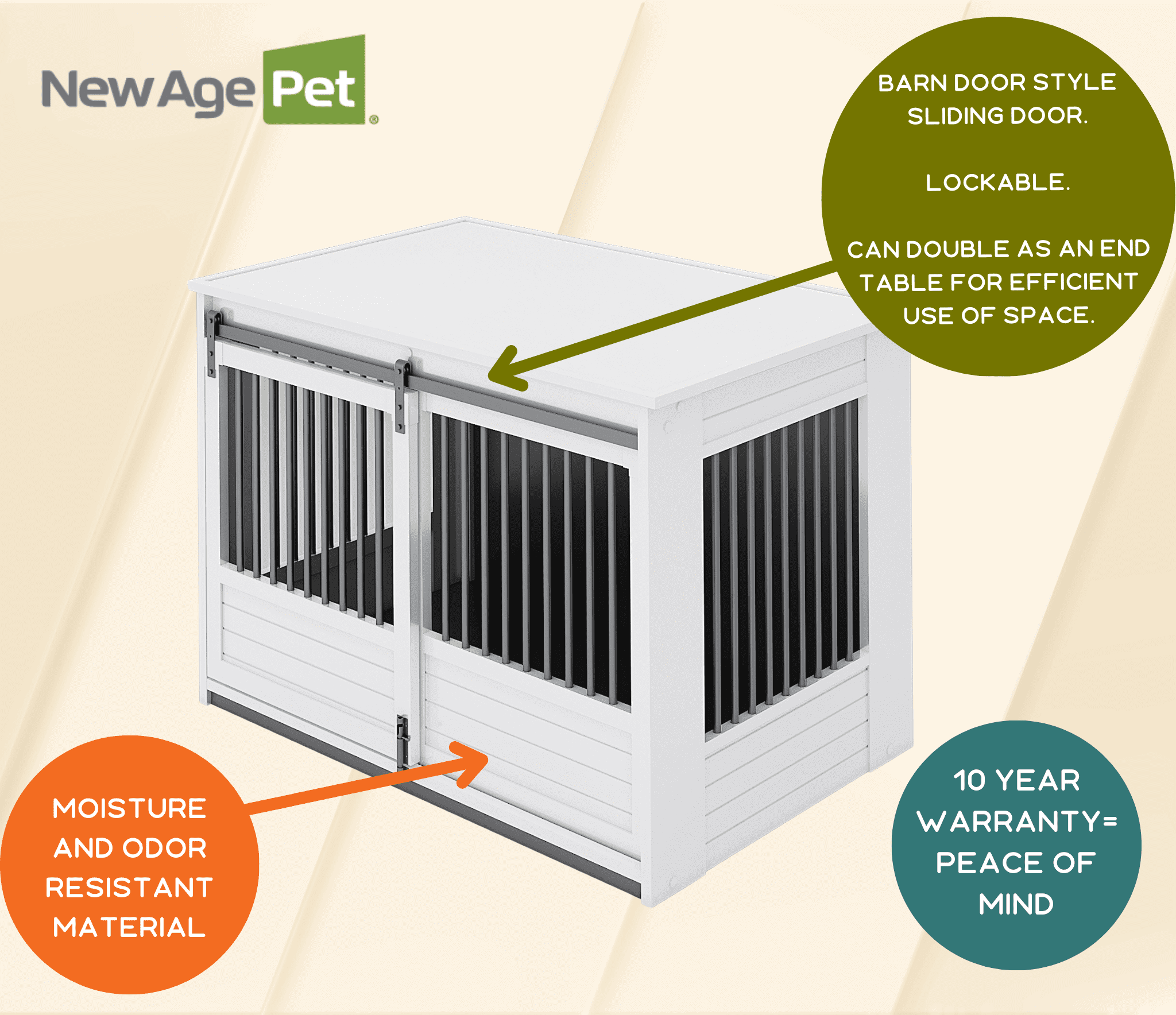 New Age Pet ECOFLEX® Barn Door Dog Crate & End Table, Indoor Furniture Style Kennel