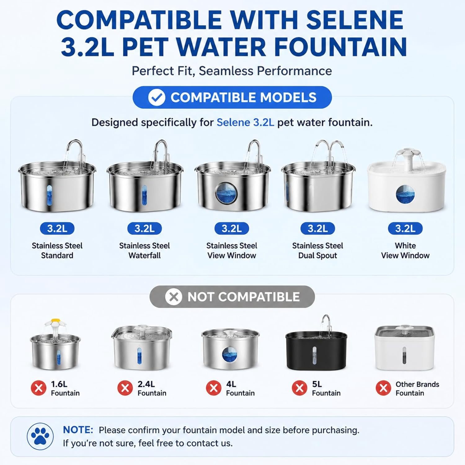 Dog Water Fountain Replacement Filters, Compatible with Selene Dog Water Fountain 3.2L Replacement Filte,8 Pack