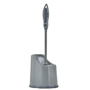 Superio Toilet Brush and Holder, Toilet Bowl Cleaning System with Scrubbing Wand, Under Rim Lip Brush and Storage Caddy for Bathroom (Grey)