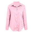 thumbnail image 3 of DuoJiaJ Elegant Satin Silk Long Sleeve Button Down Shirt With Classic Collar For And Formal Wear Women's Button Down Shirts Pink L, 3 of 3