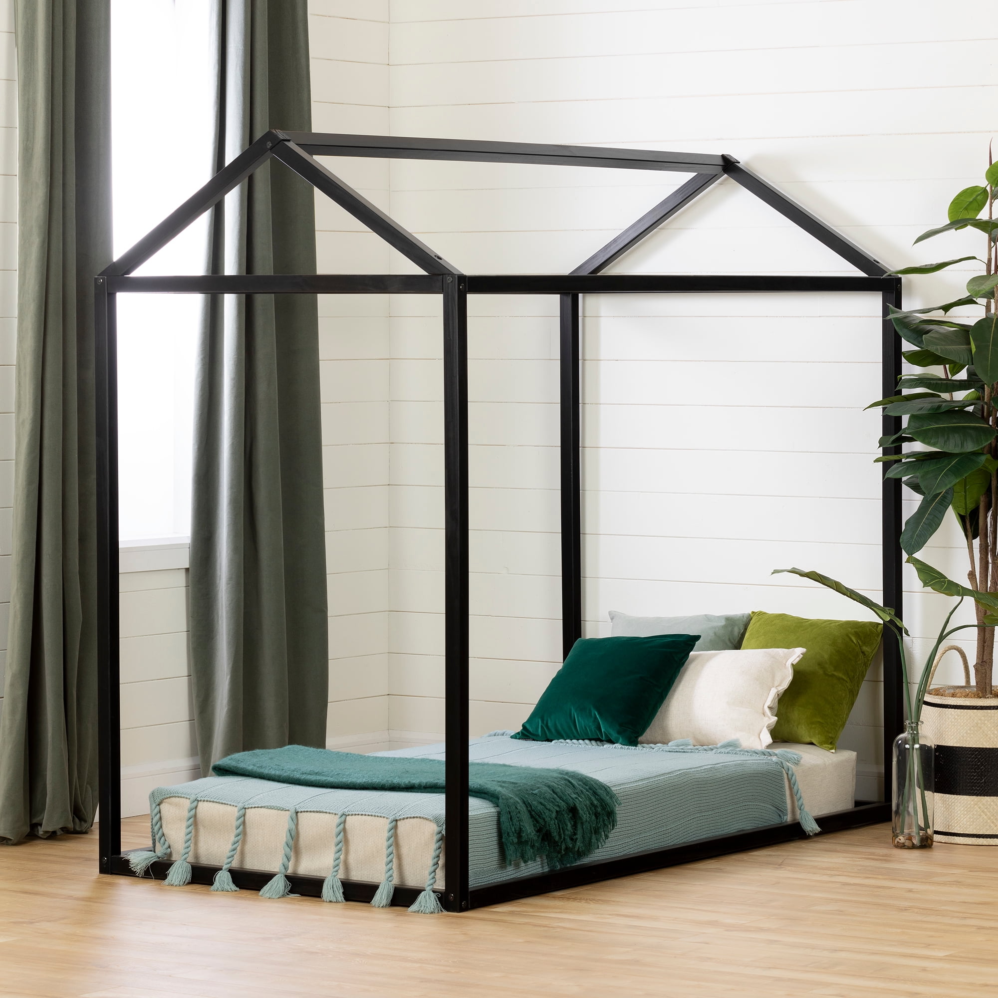 South Shore Sweedi House Bed, Twin Size, Matte Black
