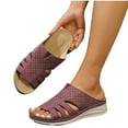 thumbnail image 4 of LOVZFMLL Wedge Sandals for Women Slip On Open Toe Comfort Walking Clogs with Arch Support Summer Casual Beach Vacation Shoes Wine 7.5, 4 of 7