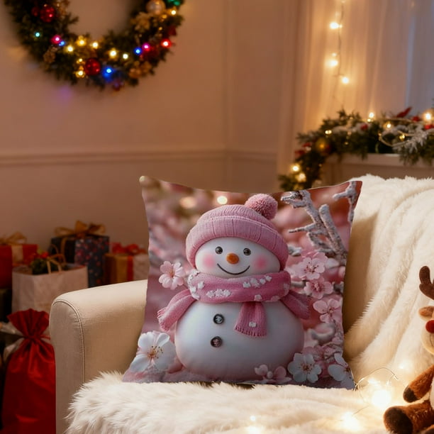 Fundas de Almohada Navideñas de 45X45 Cm | Fundas Decorativas | Tela Suave con Cremallera Oculta | Estampado Festivo | Material de Felpa Transpirable | Fácil de Limpiar | Tamaño Universal 45X45 Cm |