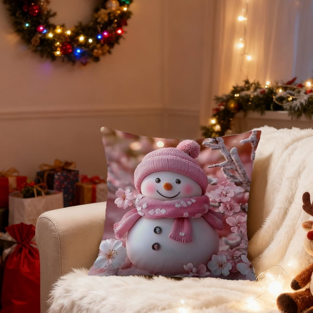 Fundas de almohada navideñas de 45 x 45 cm | Fundas decorativas de felpa suave con cremallera oculta para sofá y dormitorio, decoración navideña
