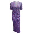 thumbnail image 4 of WTXUE Robes Maxi, Robe Moulante à Manches Courtes Maxi Col en V, Robe Longue Ajustée à Fleurs Fragmentées pour Femmes Printemps Été, Bleu Taille TTG, 4 of 5