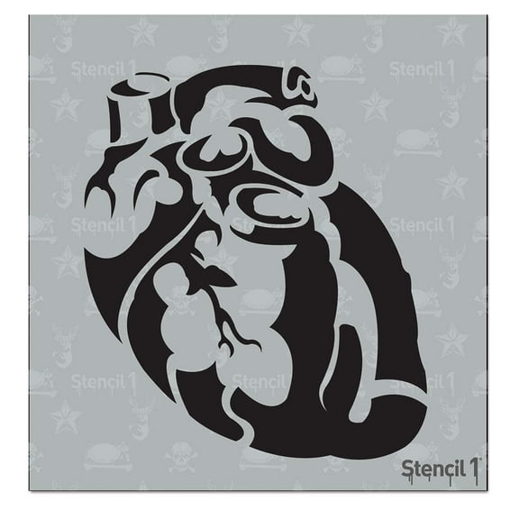 Stencil1 Anatomical Heart Art Stencils - 5.75" x 6"
