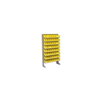 Floor Rack, 8 Shelves w/ (64) 4"W Yellow Bins, 33x12x61