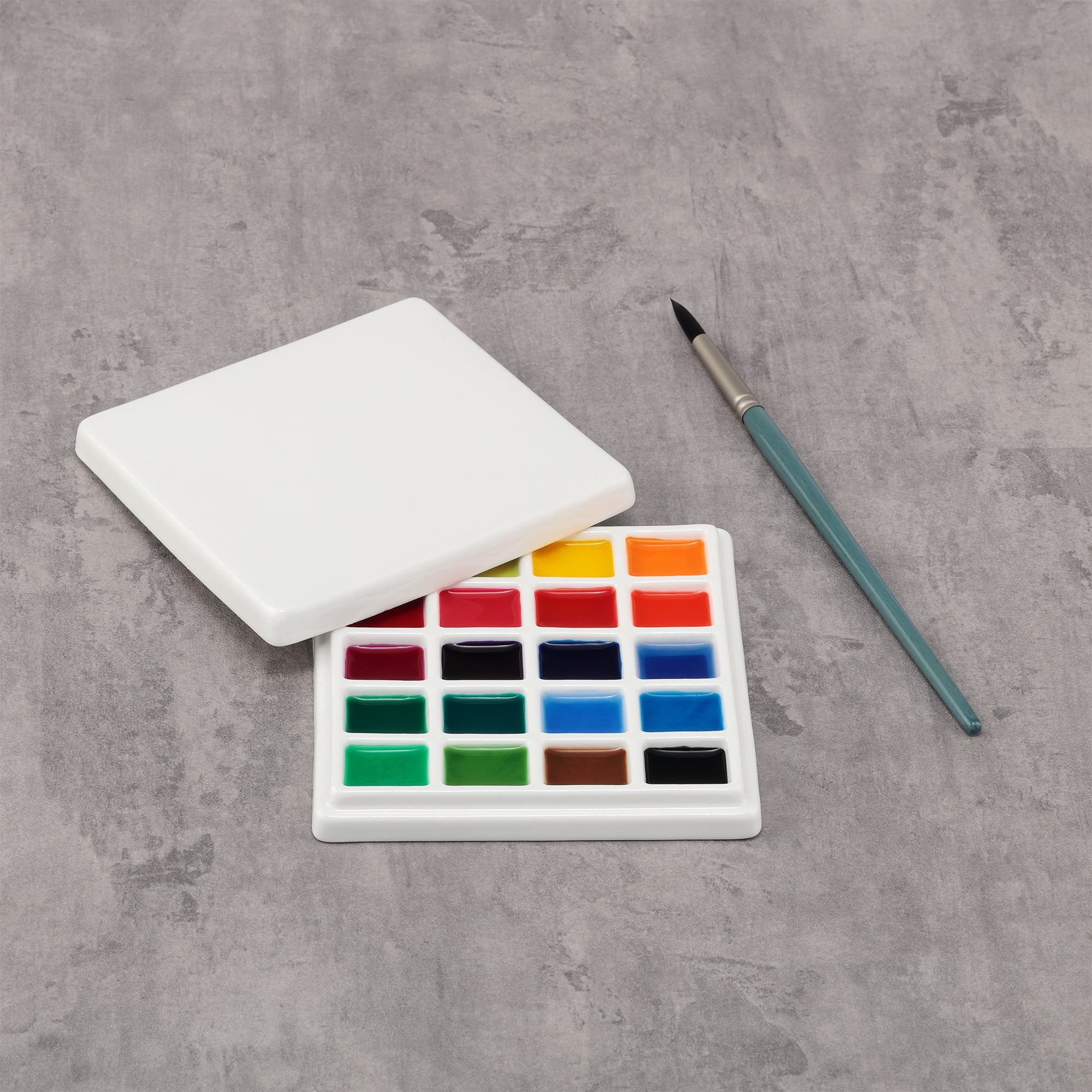 Creative Mark English Glazed Porcelain Palette , Sturdy Construction with 20 Deep Paint Wells for Color Mixing, Palette for Watercolor, Gouache & Oil Paints for Artists, Professionals, Students