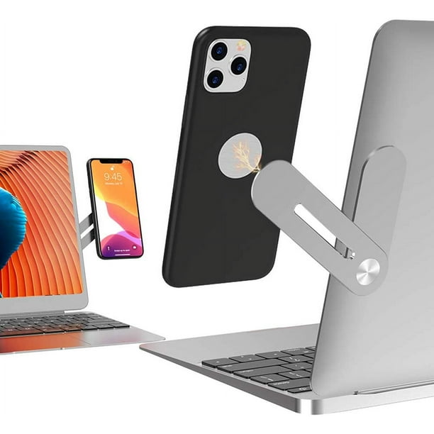 Soporte para teléfono portátil, clip de montaje lateral ajustable para computadora portátil, soporte de expansión para monitor de computadora, soporte delgado y plegable para teléfono inteligente.