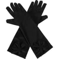thumbnail image 1 of 1 par de guantes largos de satén para niñas con lazo elegante para fiestas de cumpleaños, bodas y eventos formales Accesorios de vestir, 1 of 7