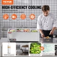 thumbnail image 4 of VEVOR Refrigerated Condiment Prep Station, 140 W Countertop Refrigerated Condiment Station, with 8 1/6 Pans, 304 Stainless Body and PC Lid, Sandwich Prep Table with Stainless Steel Guard, ETL, 4 of 9