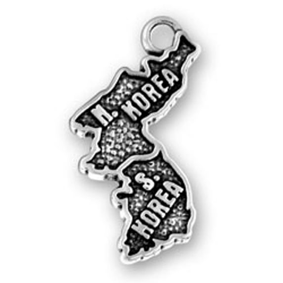 Sterling Silver 16" 1.2mm Box Chain Shape Of North And South Korea Pendant Necklace