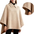 thumbnail image 3 of Women'S Poncho Sweater Wrap Topper Knitted Elegant Shawls Cape Evening Dresses for Fall Winter Khaki S, 3 of 5