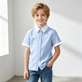 thumbnail image 2 of KPOPLK Big Girls Short Sleeve Button Down Shirts for 2-18 Years Kids Collar School Uniform Blouse Tee Top Size 2-3 Years,Light Blue, 2 of 8