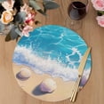 thumbnail image 3 of Coastal Beach Round 13 Inch Placemats Set of 8, Nautical Ocean Starfish Shells Sea Waves HeatResistant Non Slip Place Mats for Dining Table, Wipeable Braided Kitchen Table Mats for Housewarming, 3 of 9