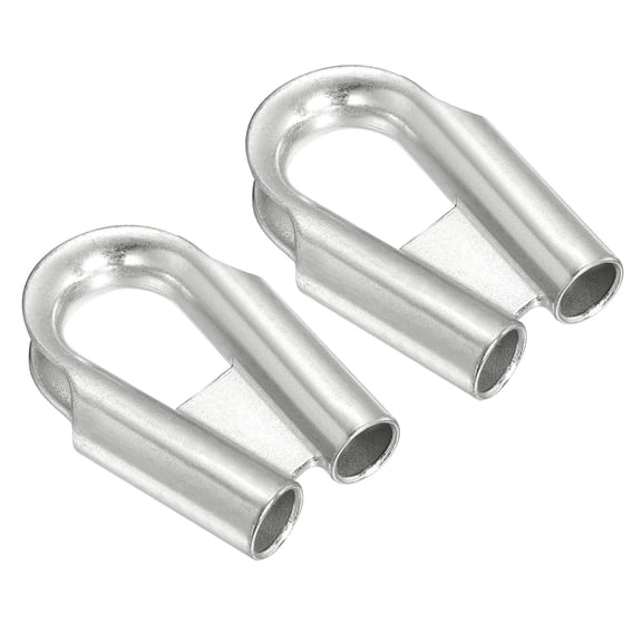 1/2"/ 13mm Wire Rope Tube Thimble 304 Stainless Steel Rope Thimbles with Gusset Silver, 2 Pack