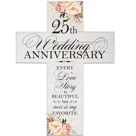 LifeSong Milestones Floral 1st Anniversary Pallet Cross 25 Year of Marriage - Gift for Couple