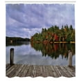thumbnail image 3 of Ambesonne Lake Shower Curtain, Wooden Dock Fall Splendor, 69"Wx75"L, Multicolor, 3 of 3