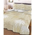 thumbnail image 3 of Quilts Full Size, Tropical Palm Tree Soft Comforter Bedding Set for Bed, Beige White Plants Coastal Leaf Beach Lightweight Quilted Bedspread with Pillow Cover(2 Pieces) for All Season, 78x90 Inch, 3 of 9