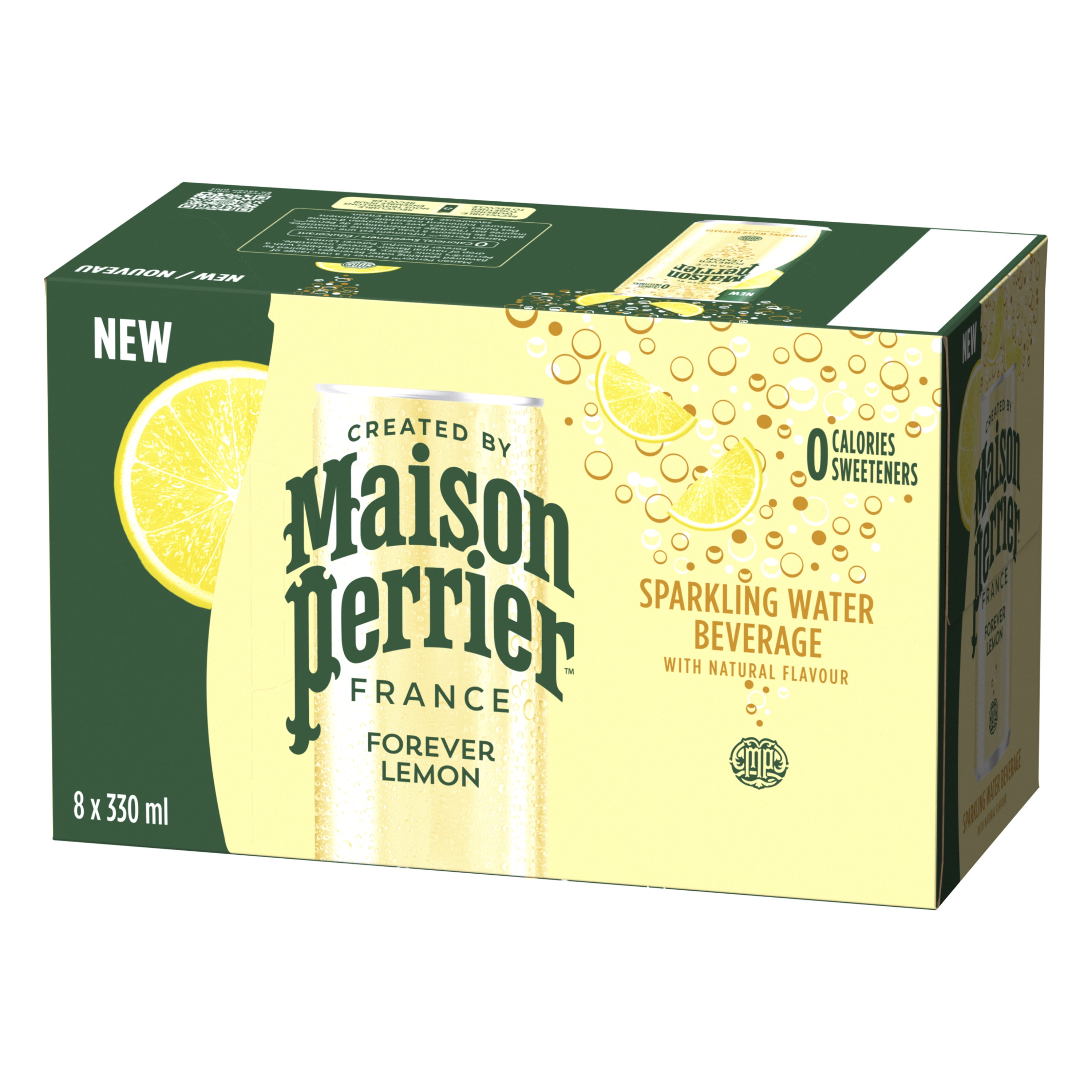Maison Perrier Forever Lemon, Sparkling Water Beverage, Natural Lemon Flavour, No Calories, No Sweeteners, No Sodium, Sourced & Bottled In France, 2.6 L