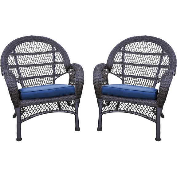 Country Cottage Chairs Set of 2 - Outdoor Patio Lounge Seating with Cushions