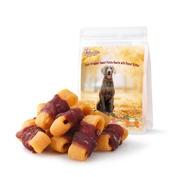 Pawmate Sweet Potato Dog Treats, Natural Duck Jerky Peanut Butter Chews for All Dogs,10.6oz