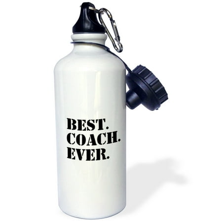3dRose Best Coach Ever - Gifts for Sports Coaches - Life Coaches - or other types of coaches - black text, Sports Water Bottle, (Pokemon White Best Water Type)