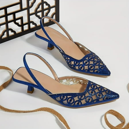 

Chic & Comfortable All-Season Kitten Heels with Sparkling Rhinestones Pointed Toe and Breathable Mesh Design-41