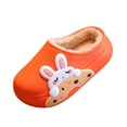 thumbnail image 2 of FITORON Girls Fleece Lined Cartoon Bunny Orange Clog Slippers Indoor Home Shoes,Size 5.5-7 Years, 2 of 5