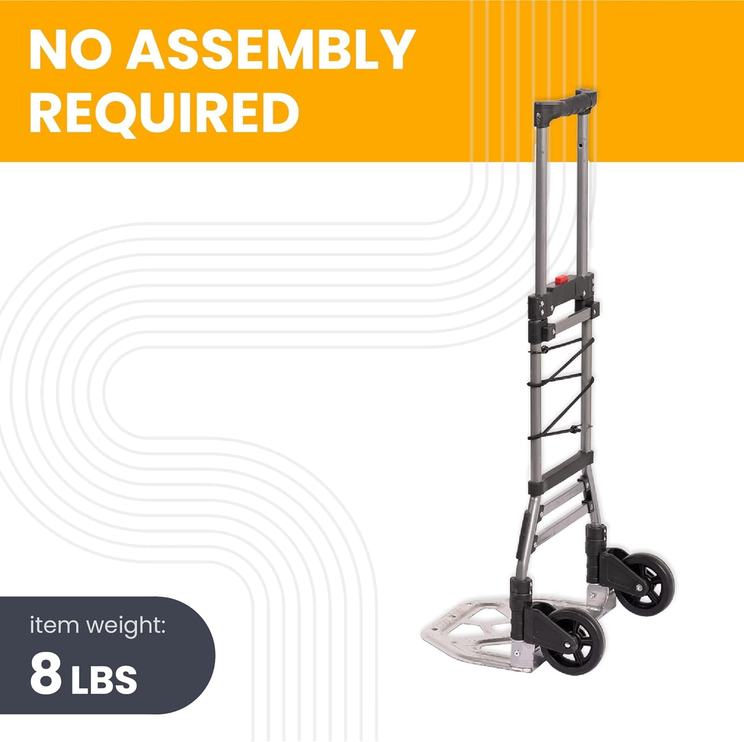 HaulPro COLAPSA Foldable Hand Truck Dolly, 5" Wheels, 150lb Capacity, 40" Tall and 11" x 15" Wide Base