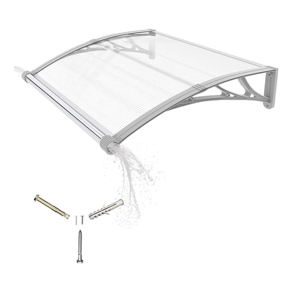 Awning for Door Entrance,32x48 Inches Awnings for Doors with Separate Drainage,Front Door Awning Exterior,Polycarbonate UV, Rain, and Snow Protection for Porch,Patio,Window,Deck