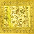 thumbnail image 1 of Ahgly Company Machine Washable Indoor Square Animal Yellow Traditional Area Rugs, 3' Square, 1 of 4