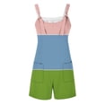 thumbnail image 4 of ZyeKqe Women Rompers Summer Casual Sleeveless Short Jumpsuits Trendy Color Block Overalls with Pockets, 4 of 5