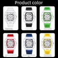 thumbnail image 2 of Reloj de Cuarzo Esqueleto Tonneau Transparente para Hombre, Luminoso, Correa de Silicona, Reloj de Pulsera Impermeable de Streetwear, 2 of 5