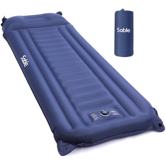 TaoTronics Double Sleeping Pad, Two Person Sleeping Mat, 4-Season Insulated Air Mattress, Inflatable Lightweight Camping Pad, with Built-in Pump, Integrated 7” Pillow for Backpacking, Hiking, Camping