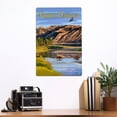 thumbnail image 2 of North Dakota, Bison Crossing River (12x18 Aluminum Art, Indoor Outdoor Metal Sign Decor), 2 of 5